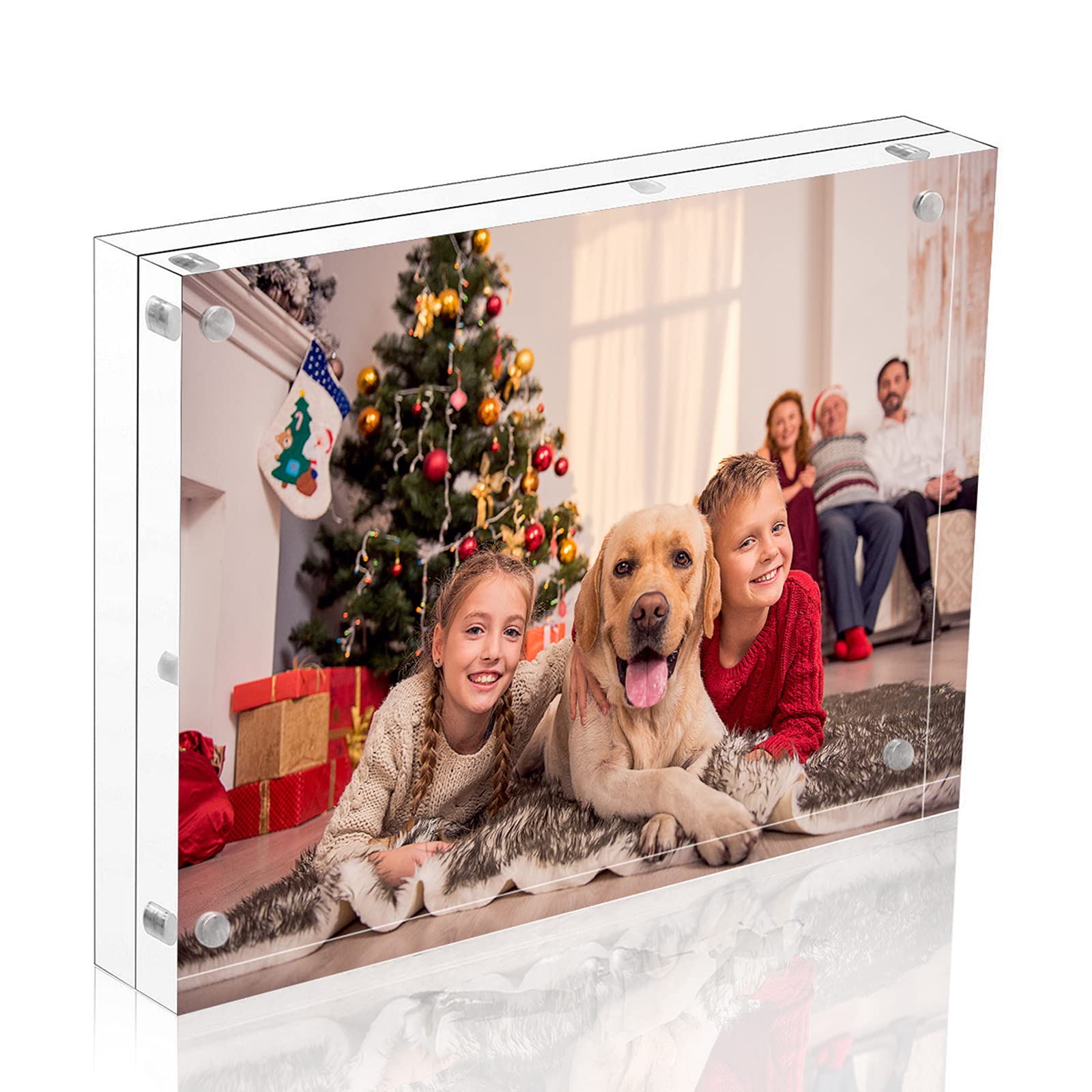 NIUBEE Acrylic Picture Frame 5x7, 20 Thicker Block clear Double Sided Photo Display with gift Box Package