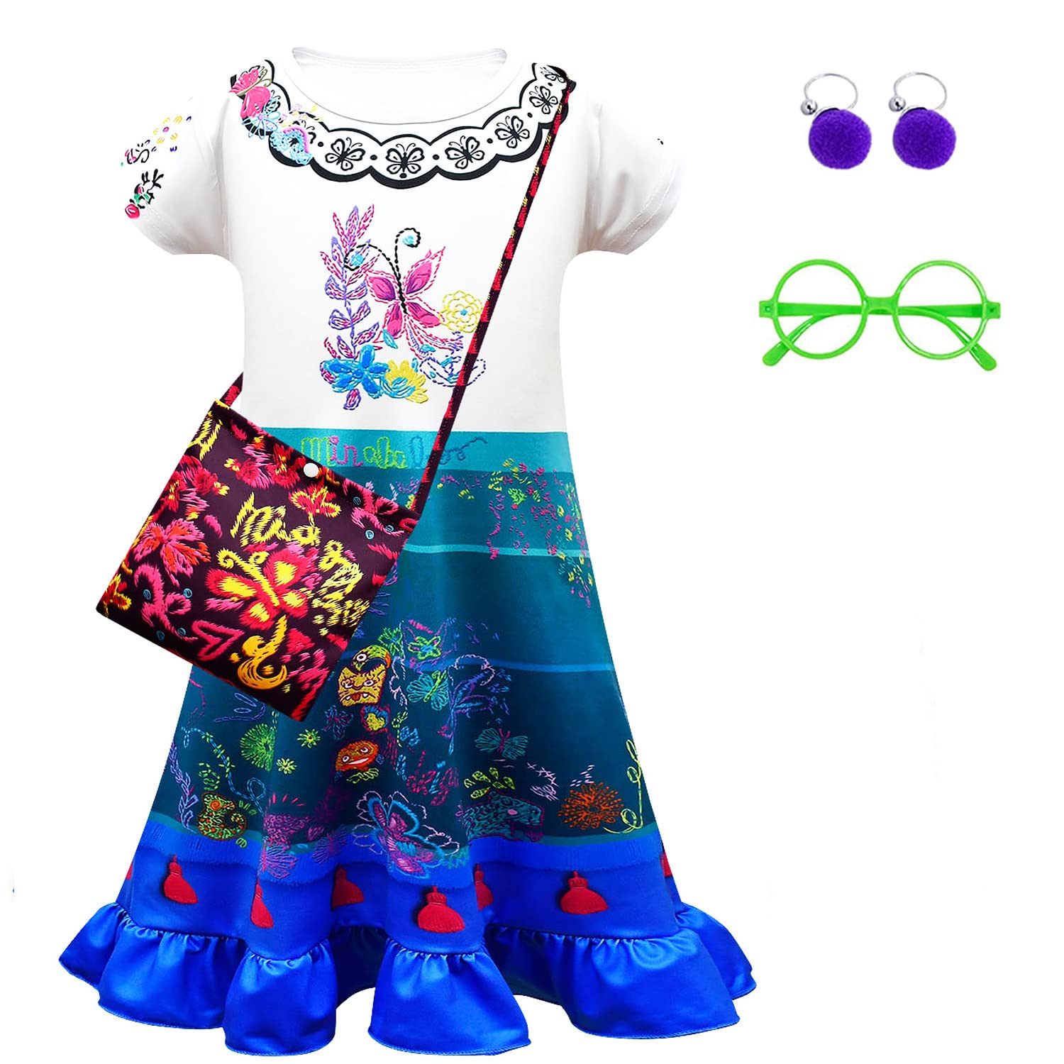 Magwei Encanto Mirabel Isabella Dress costume For Kids girls, Isabela Madrigal Princess Dress cosplay Halloween Dress Up Suit (1