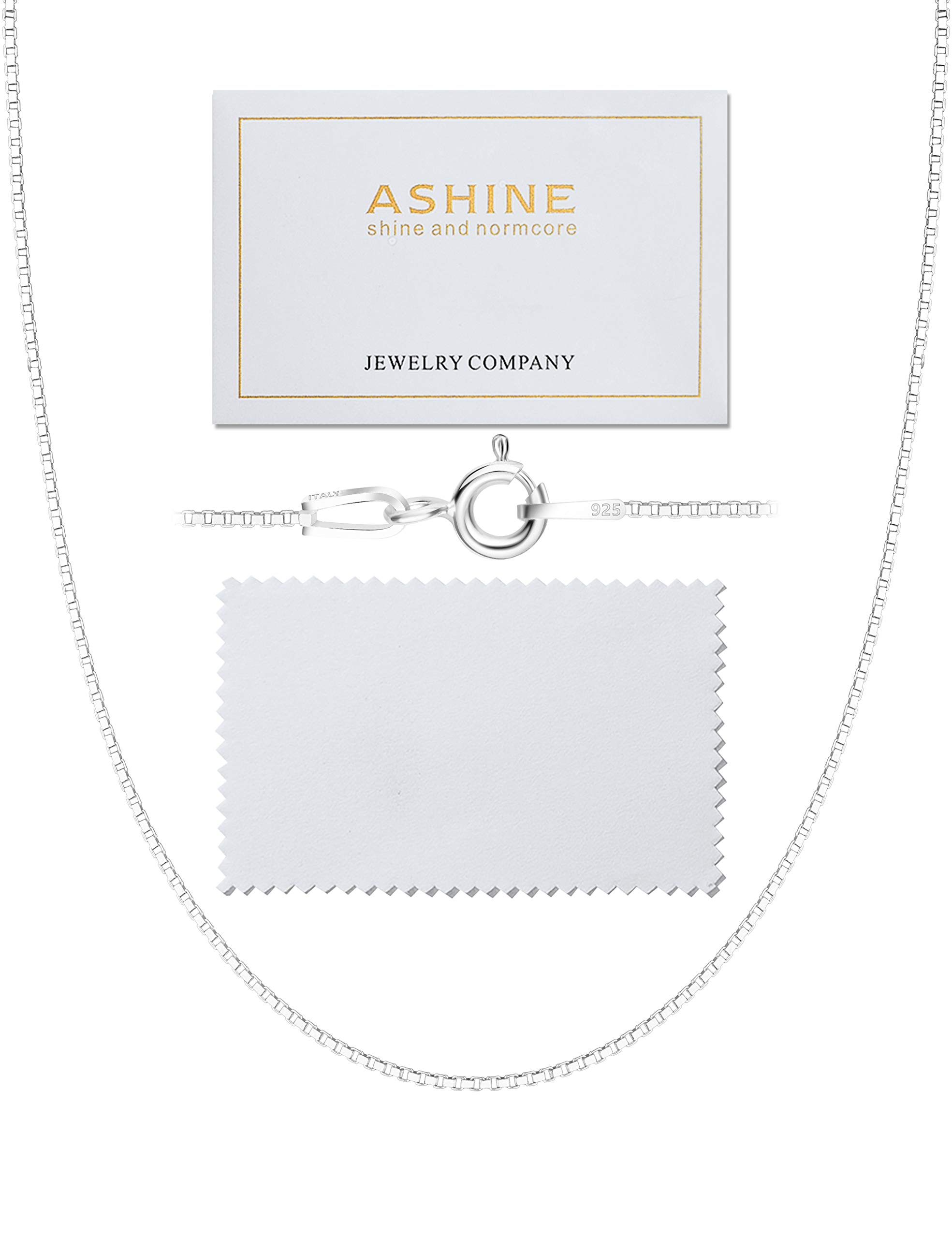 ASHINE Silver Chain Sterling Silver Chain Chain Necklaces for Women Silver Necklace Chain Valentine (1mm Box Chain Spring Ring C