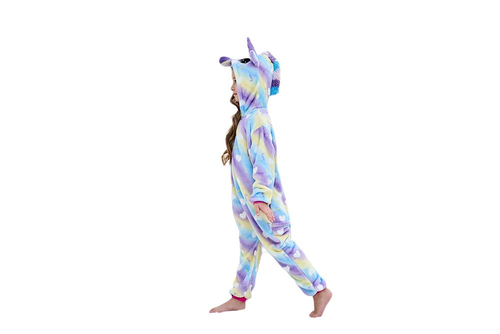 NewPlush Kids Animal Onesie Rainbow cloud Unicorn cosplay costumes Onesie Halloween Sleepwear For girls Boys (8-10 Years)