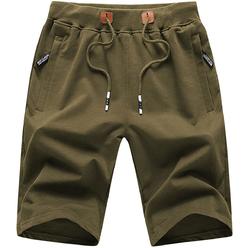 QPNgRP Mens Shorts casual Drawstring Zipper Pockets Elastic Waist Armygreen 38