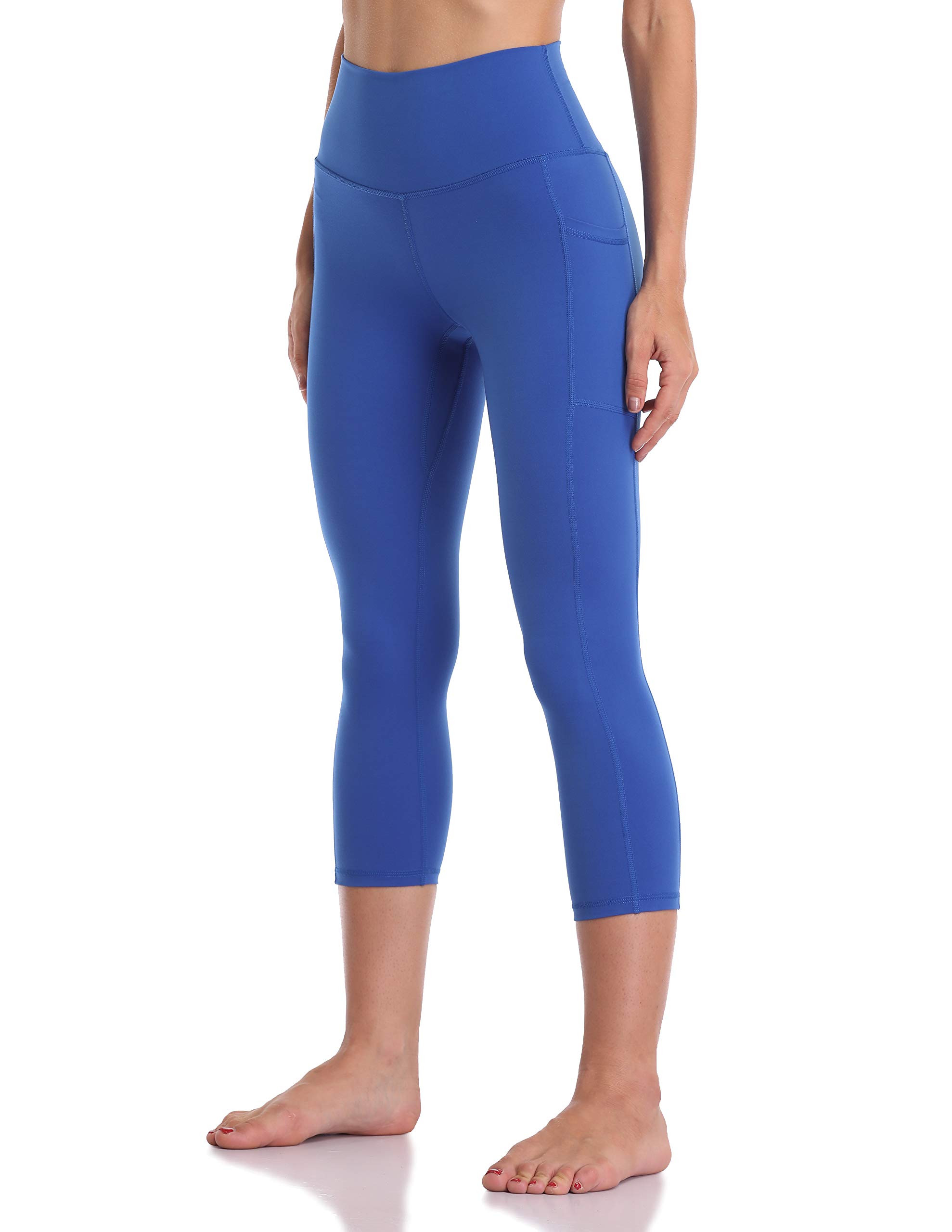 Colorfulkoala colorfulkoala Womens High Waisted Yoga capris 21 Inseam  Leggings with Pockets (S, Sapphire Blue)