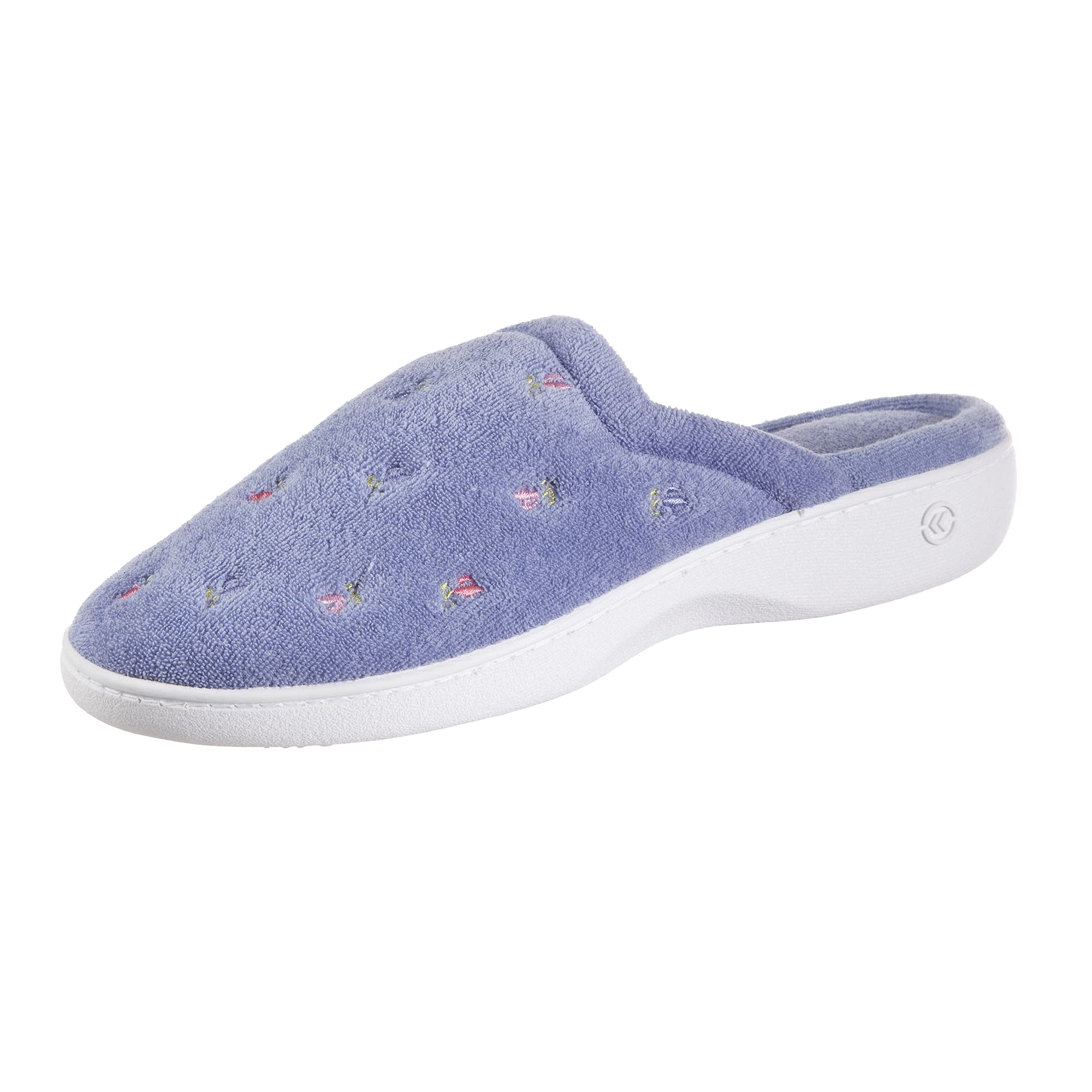 isotoner womens TerryAslip clog With Memory Foam for IndoorOutdoor comfort Slip on Slipper, Periwinkle Scalloped, 85-9 US