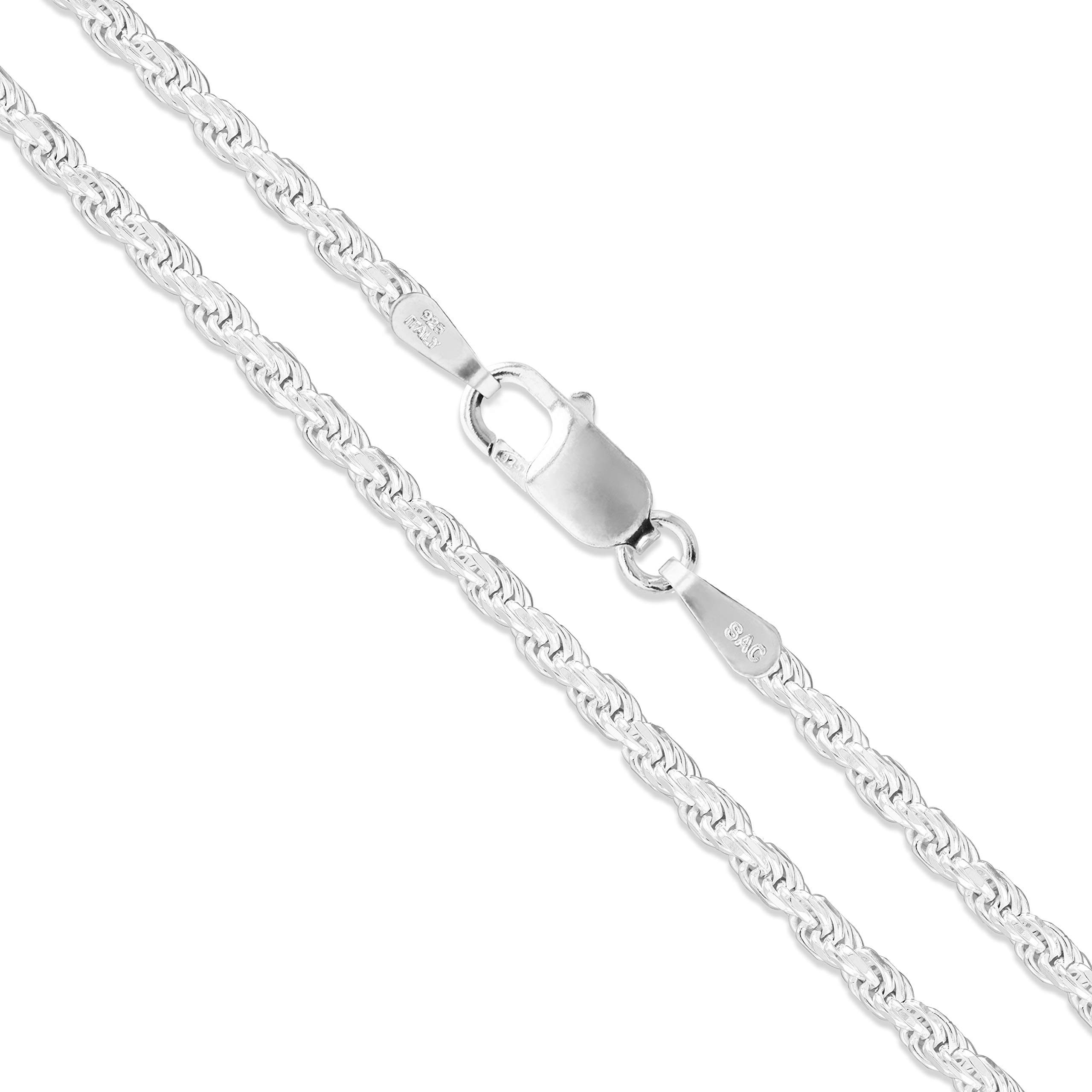 Sac Silver Sterling Silver Diamond-Cut Rope Chain 2mm Solid 925