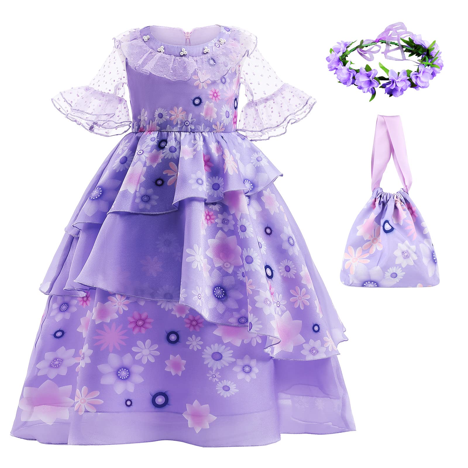 HBTKXIAWEI Magic Family Dress Costume Toddler Girls Cosplay Princess Outfits Kids Halloween Stage Show Party Dress Up (6-7 Years