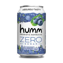 Humm Probiotic Kombucha Zero Sugar Blueberry Mint - No Refrigeration Needed, Keto-Friendly, Organic, Vegan, Gluten-Free - 12oz C