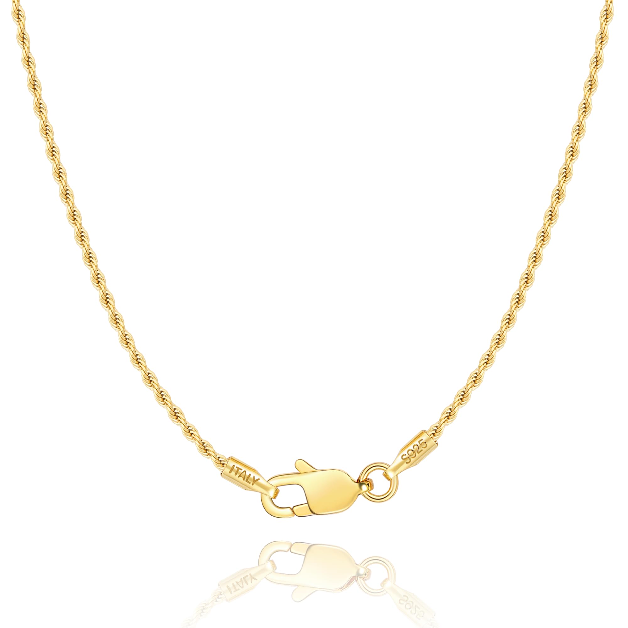 Jewlpire 925 Sterling Silver Gold Chain Necklace for Women Girls