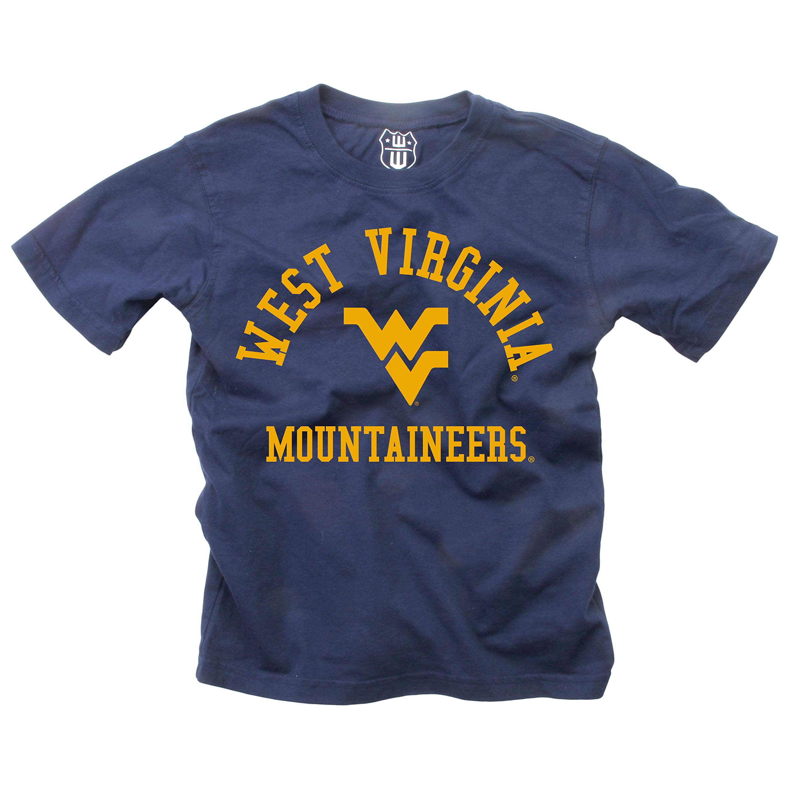 Wes and Willy NcAA Kids SS Organic cotton Tee Shirt, West Virginia Mountaineers, Midnight, 4