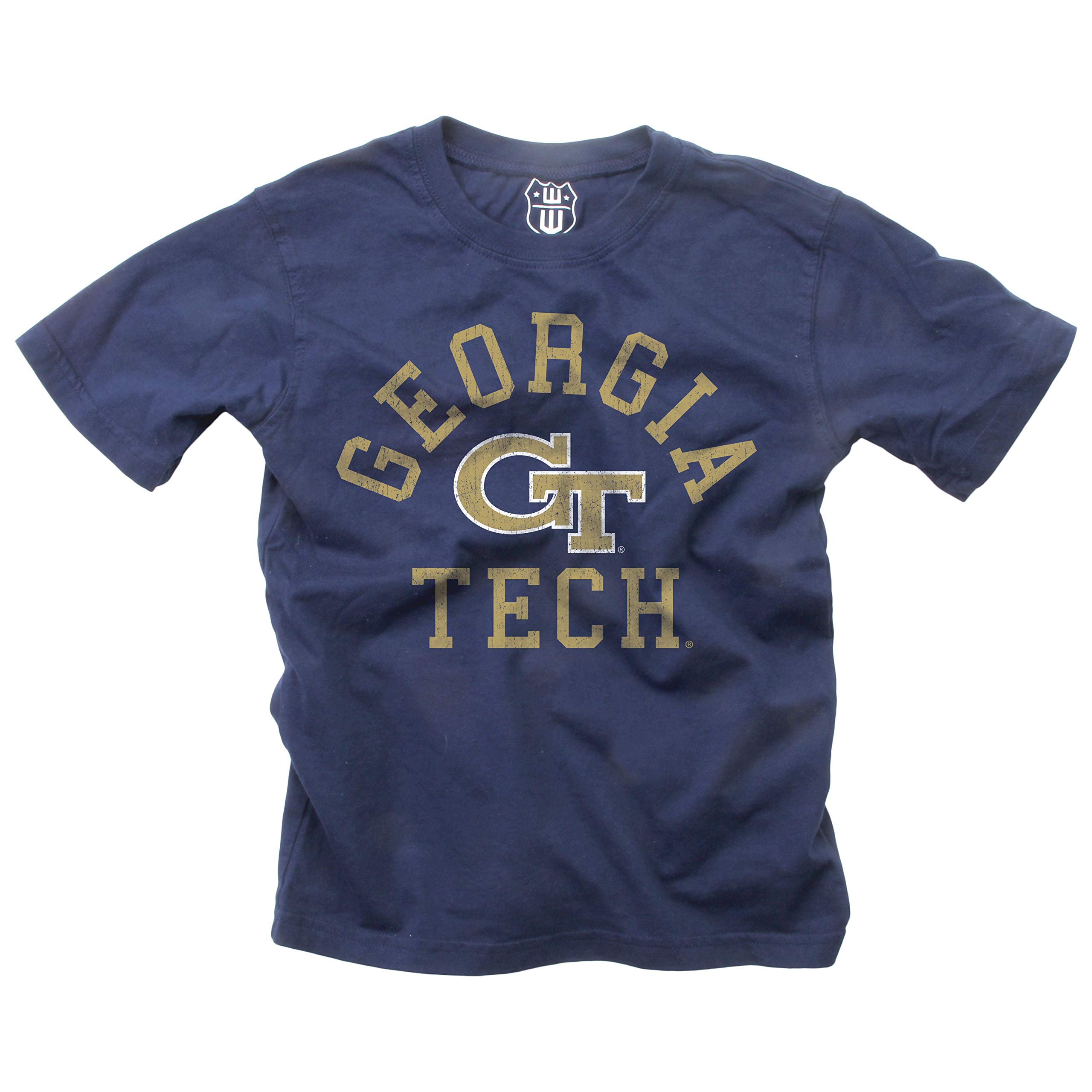 Wes and Willy NcAA Kids SS Organic cotton Tee Shirt, georgia Tech Yellow Jackets, Midnight, 7