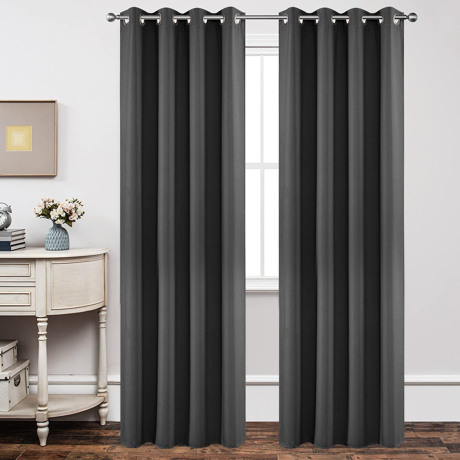 Joydeco Blackout curtains 96 Inch Length 2 Panels Set, Thermal Insulated 95 Long curtains& Drapes 2 Burg, Room Darkening grommet