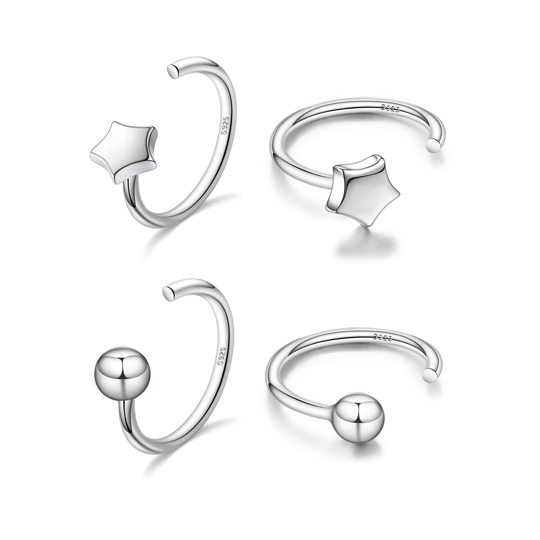 CHIC   ARTSY Half Hoop Earrings 925 Sterling Silver Ball Huggie Hoop Earrings Small Huggy earrings for women