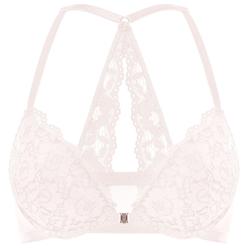 DOBREVA Womens Push Up Bra Racerback Front closure Bras Lace Padded Underwire Plunge Floral Rose White 40c