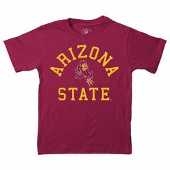 Wes and Willy NcAA Kids SS Organic cotton Tee Shirt, Arizona State Sun Devils, ASU Red, 7