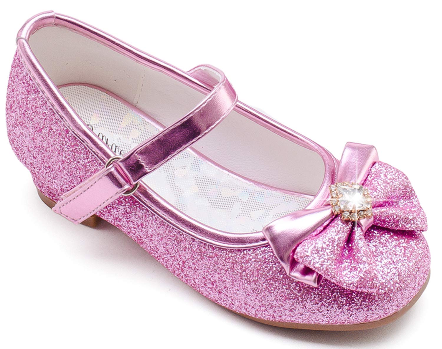 Furdeour Big girls Mary Jane glitter Shoes for Big girls Size 3 Pink Wedding High Heel Shoes girls Size 2 11 Yr Bridesmaid Flowe