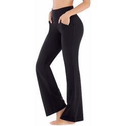 Ewedoos Bootcut Yoga Pants for Women High Waisted Yoga Pants with Pockets for Women Bootleg Work Pants Workout Pants (Black, XX-