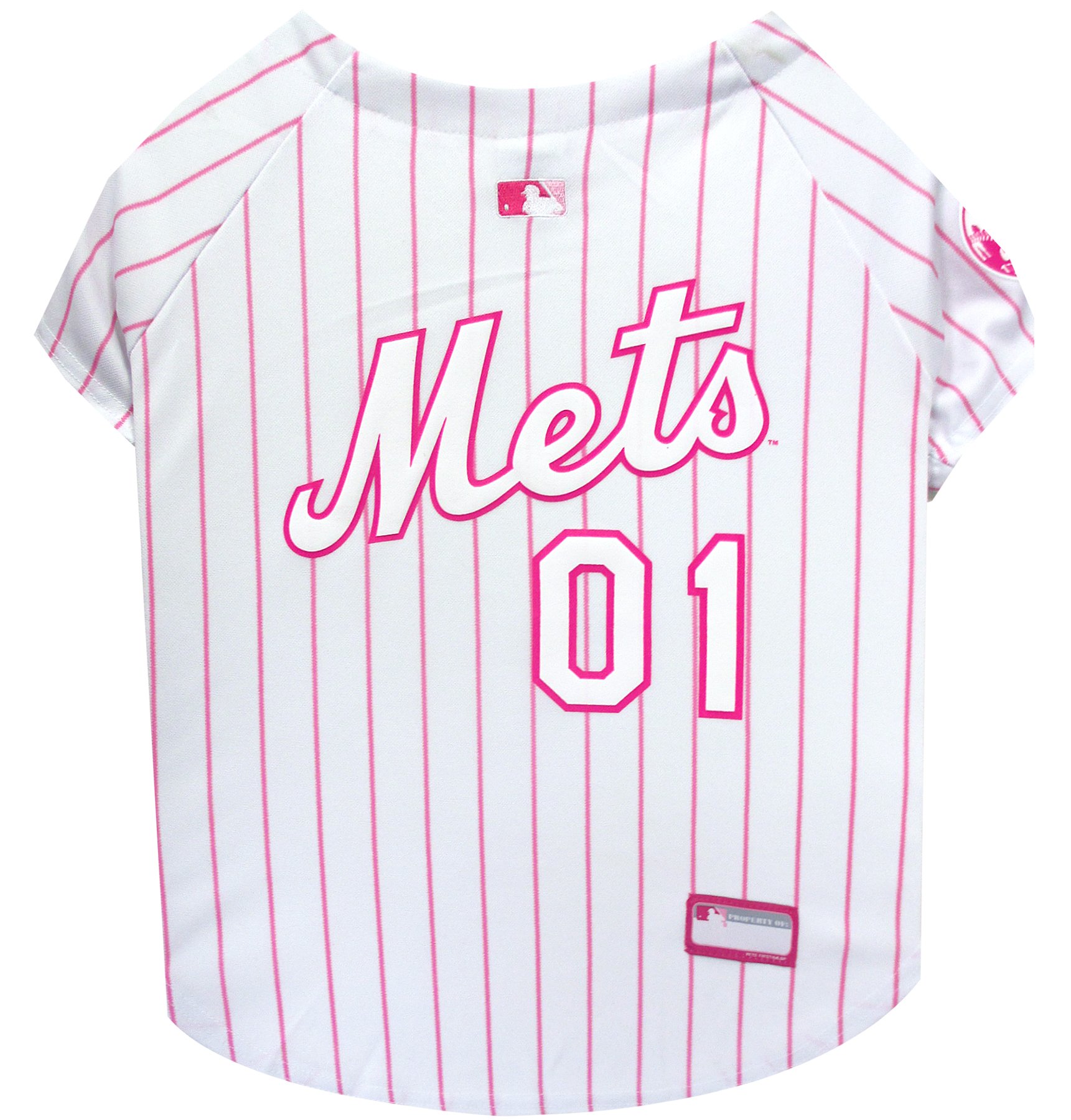 Pets First MLB Jersey for Dogs - New York Mets Pink Jersey, Large cute Pink Outfit for Pets