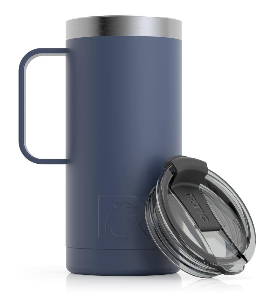 RTIc 16 oz coffee Travel Mug with Lid and Handle, Stainless Steel Vacuum-Insulated Mugs, Leak, Spill Proof, Hot Beverage and col