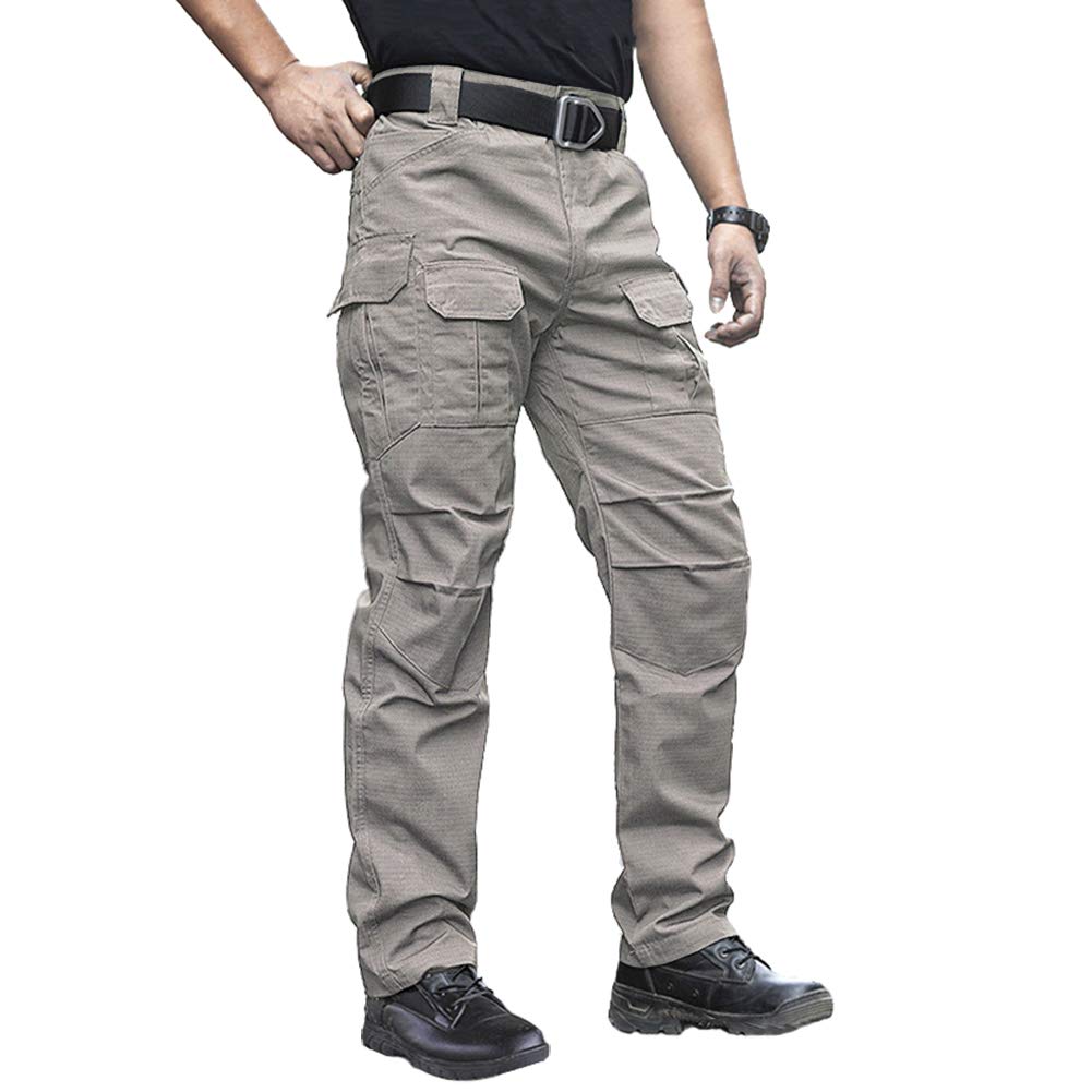 NAVEKULL Men's Outdoor Tactical Pants Rip Stop Lightweight Waterproof Military Combat Cargo Work Hiking Pants Khaki