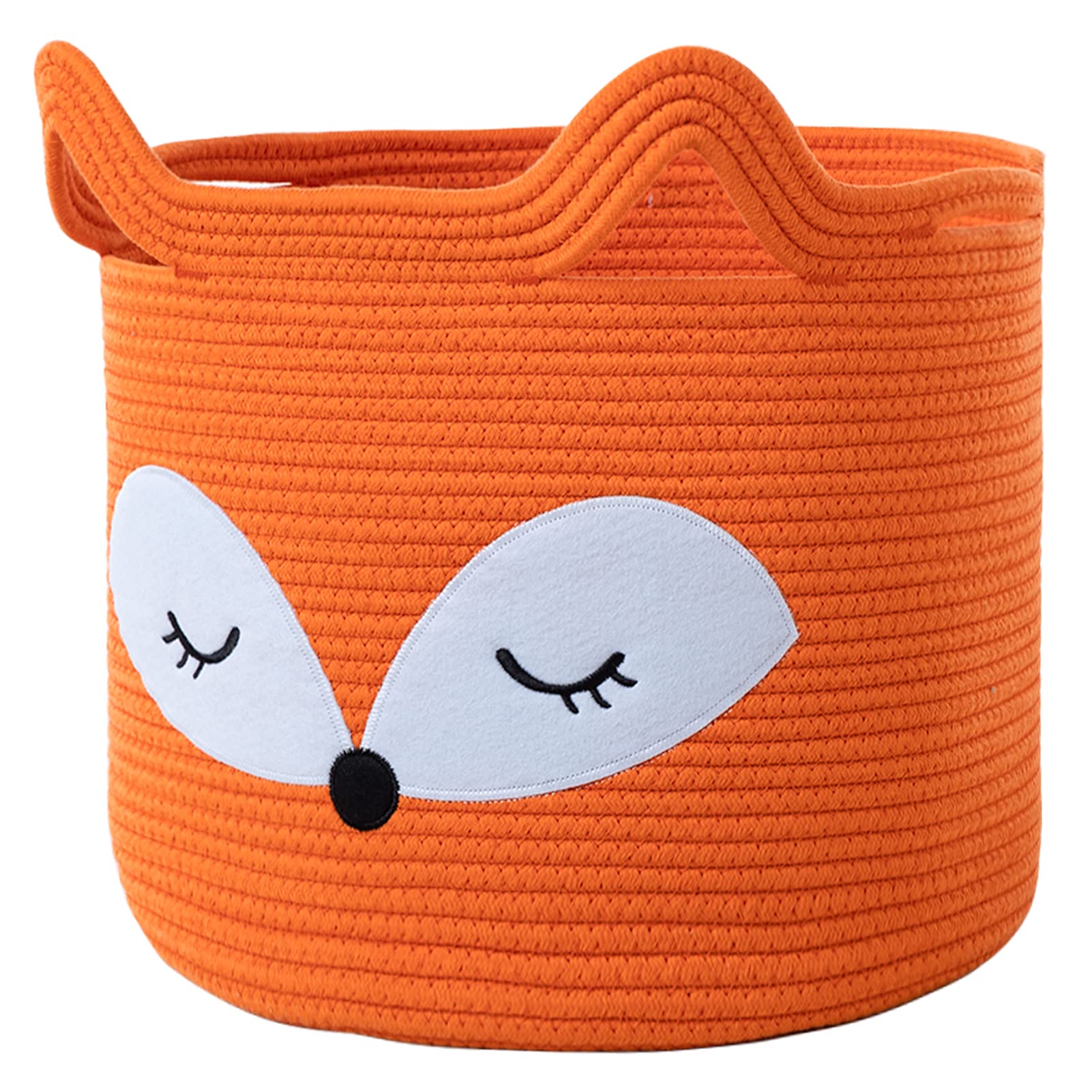 VK VK?LIVING Fox Toy Baskets Cotton Rope Animal Baskets Orange Laundry Baskets For Toys, Clothes,Gifts,Towels, Blankets,Pet Bed 