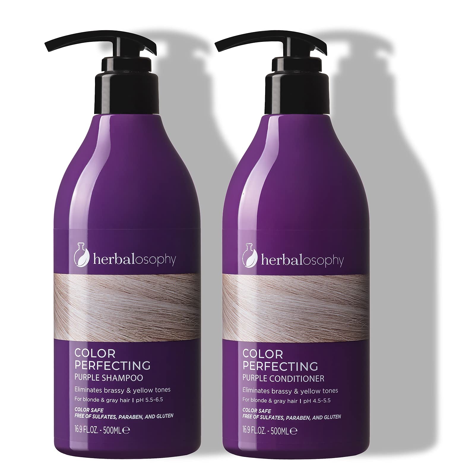 Herbalosophy Purple Shampoo  conditioner Set, Toning Shampoo conditioner for Blonde gray Hair, Eliminates Brassy and Yellow Tone