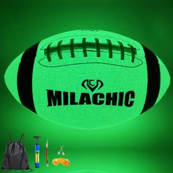MILAcHIc Football, glow in The Dark Football Size 9, Luminous glowing Football Super grip composite Leather Football Balls with 