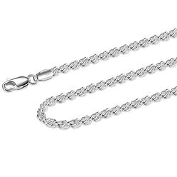 Waitsoul 925 Sterling Silver Rope chain Lobster clasp 25mm Silver chain for Men Women Silver Necklace chain 16-30 Inches(30)