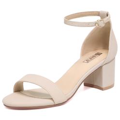 IDIFU Womens cookie-LO Low Block Heels chunky Sandals Ankle Strap Wedding Dress Pump Shoes(Nude Nubuck, 12)