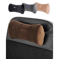 Desk Jockey Neck Pillow Headrest Support cushion - clinical grade Memory Foam for chairs, Recliners, Driving Bucket Seats (Espresso)