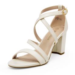 DREAM PAIRS Womens White Pu Open Toe cross Strap High chunky Block Dress Pump Heel Sandals Size 65 US Madison