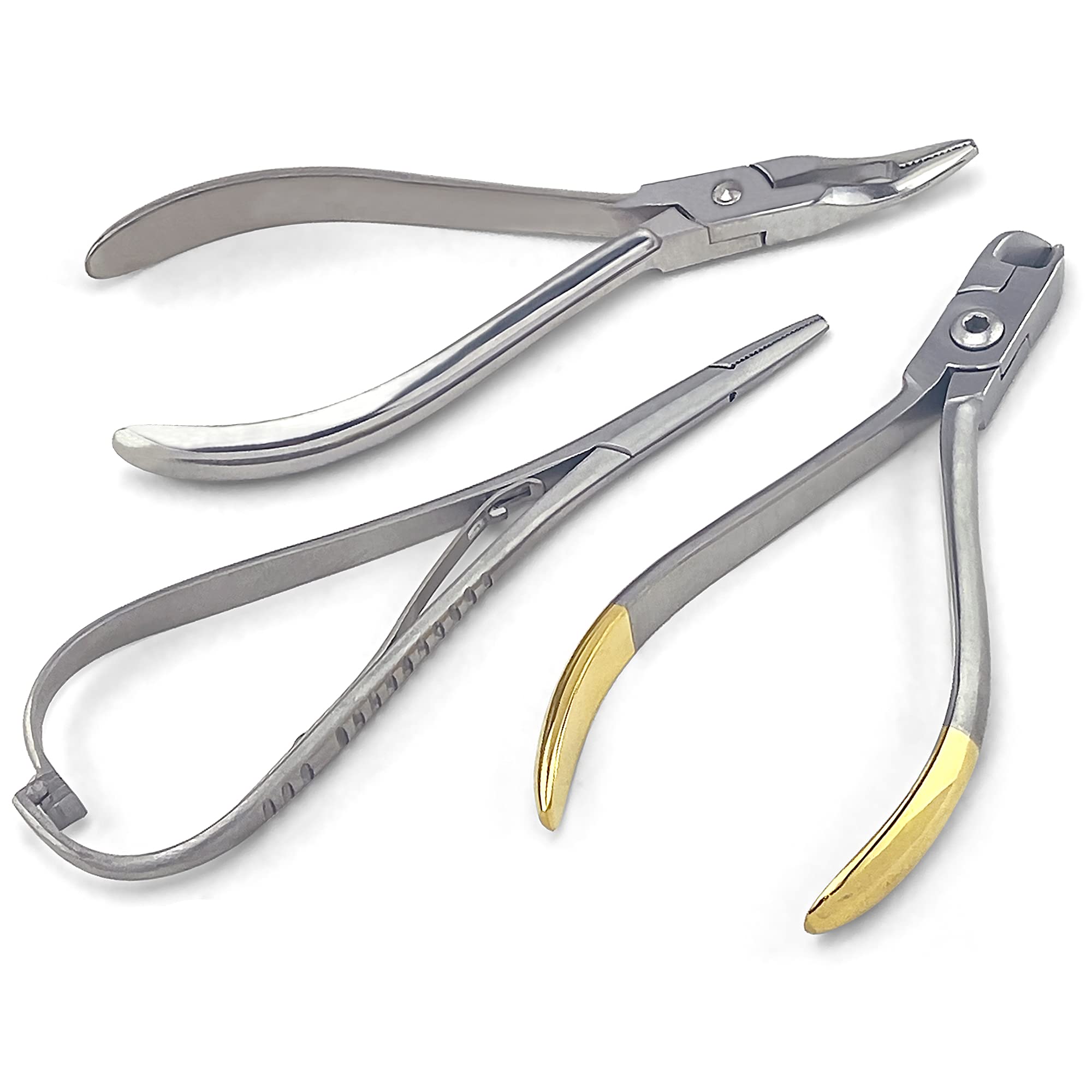 DEXA DENTAL 3 Pcs Orthodontic Instruments Tool Set - Hard Wire cutter, Mathieu Ligature Elastic Placing Plier, Slim Weingart Pli