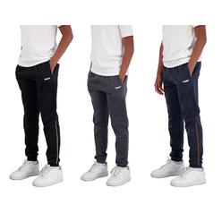 Hind Boys 3-Pack Fleece Jogger Sweatpants for Athletic  casual Wear (Black-Asphalt-Blue, 10-12)