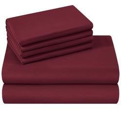 HOMEIDEAS King Size Bed Sheets - 6 Piece Set (Burgundy) - Extra Soft Brushed Microfiber 1800 Bedding Sheets, Maroon Sheets, Deep