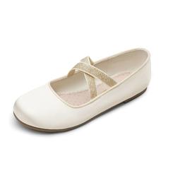 DREAM PAIRS girls Angie-2 Ballerina Dress Shoes Mary Jane Flats Ivory-Satin Size 5 Big Kid