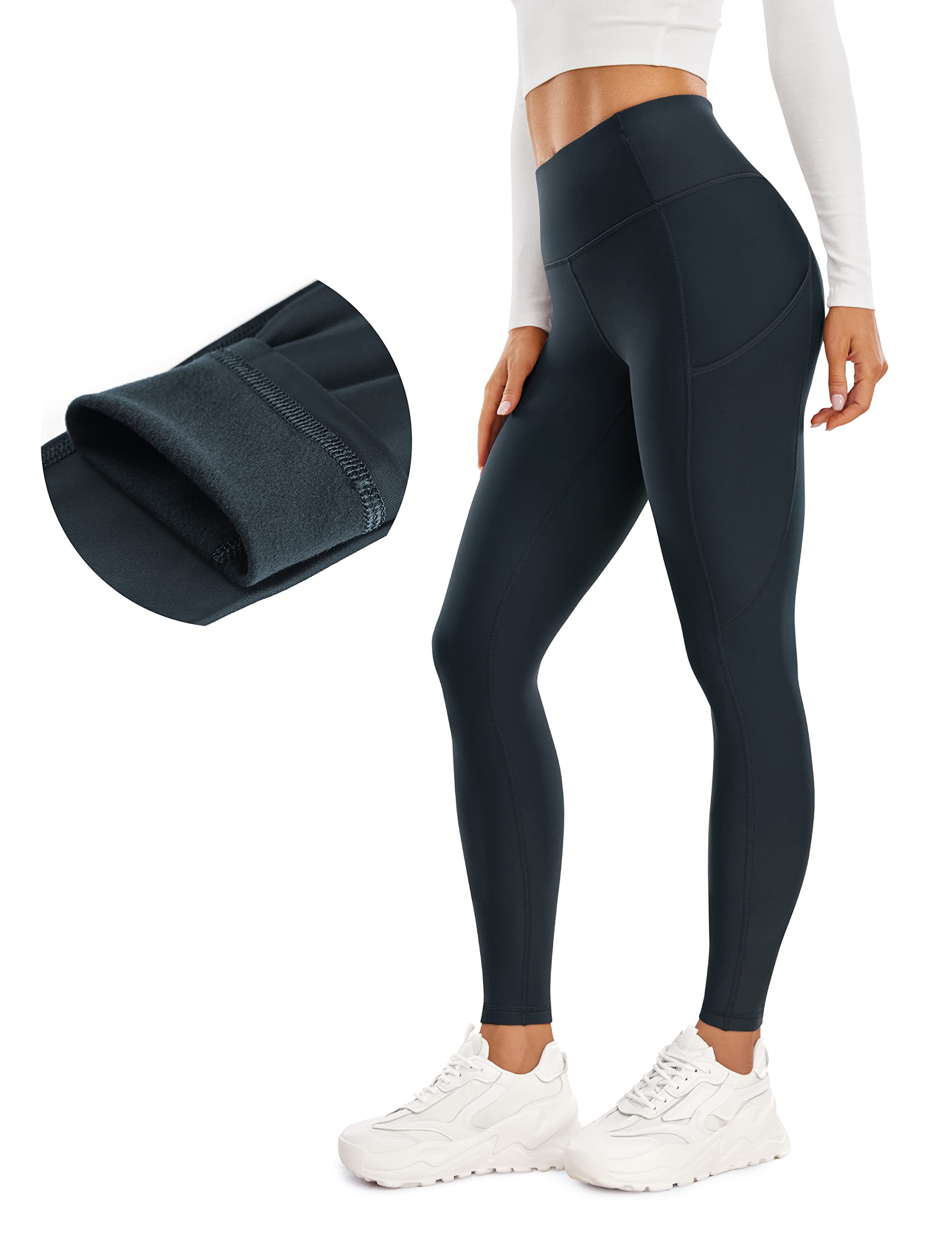 CRZ YOGA cRZ YOgA Thermal Fleece Lined Leggings Women 28 - Winter Warm High  Waisted Hiking Pants with Pockets Workout Running Tights True