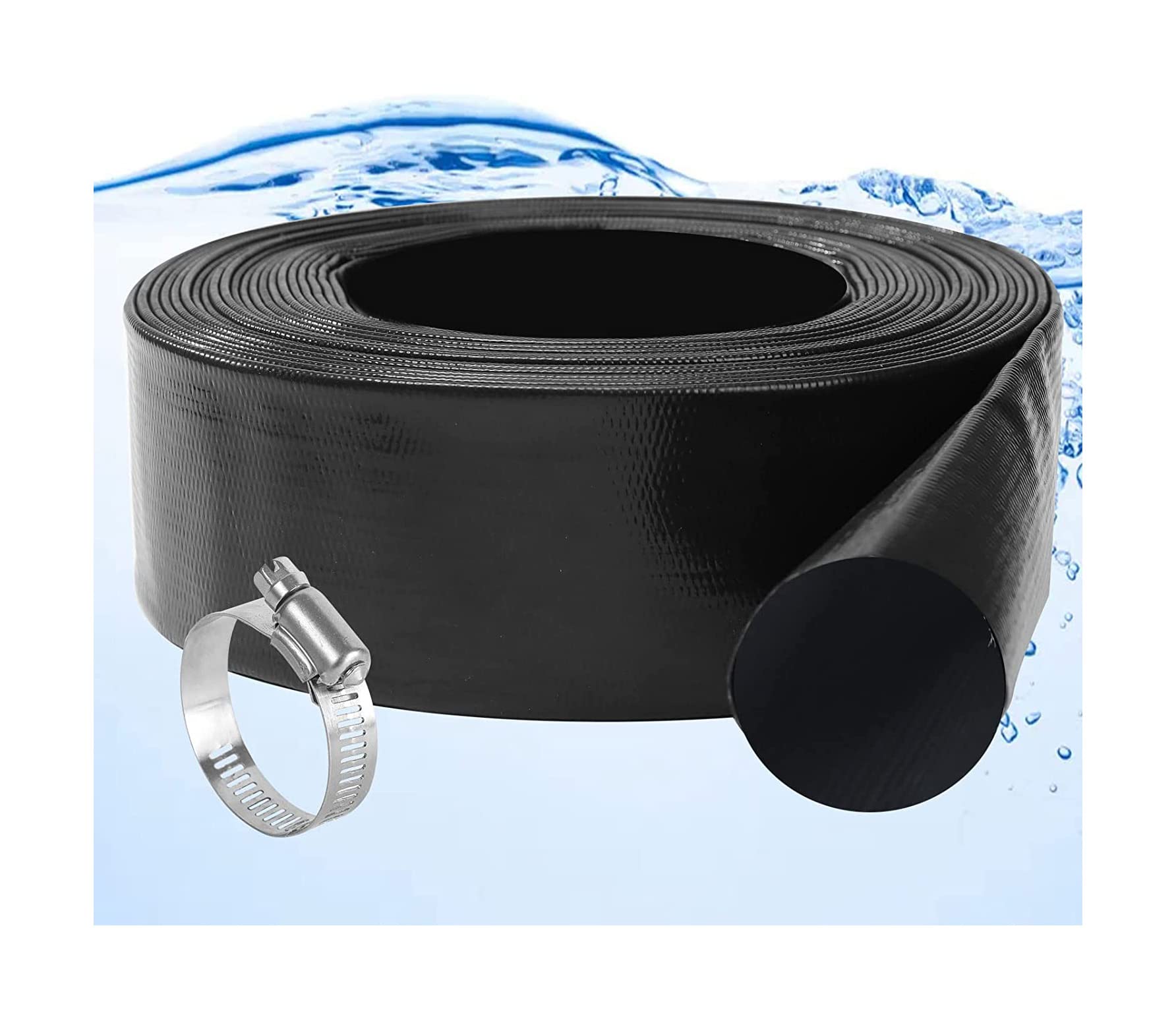 Eastrans 2 IN x 50 FT Pool Backwash Hose, Heavy Duty Black PVc