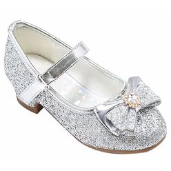 Furdeour Big girls Mary Jane glitter Shoes for Big girls Size 3 Silver Wedding High Heel Shoes girls 11Yr Bridesmaid Flower girl