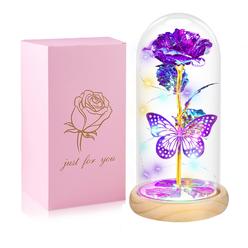 QUNPON Mothers Day Flowers gifts for Mom Rose Flower gifts for Women,Birthday gifts for Women,Purple Butterfly Flowers Rose Mom 