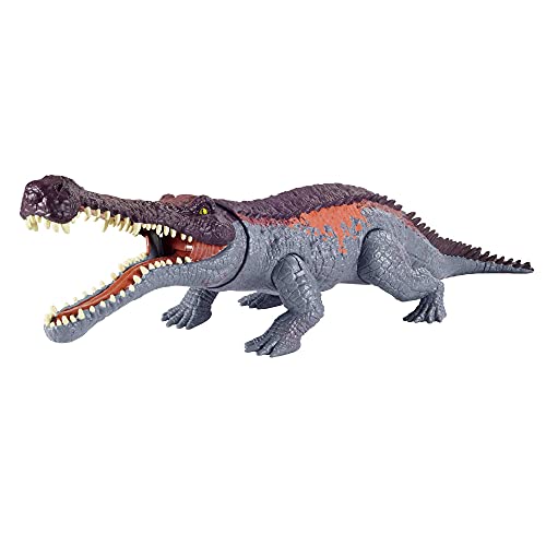 Jurassic World Toys Jurassic World Massive Biters Larger-sized Sarcosuchus Dinosaur Action Figure with Tail-activated Strike and chomping Action, , 