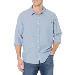 Dockers Mens Regular Fit Long Sleeve casual Shirt (Regular and Big  Tall), (New) Delft Blue - End on End (Oxford), X Large