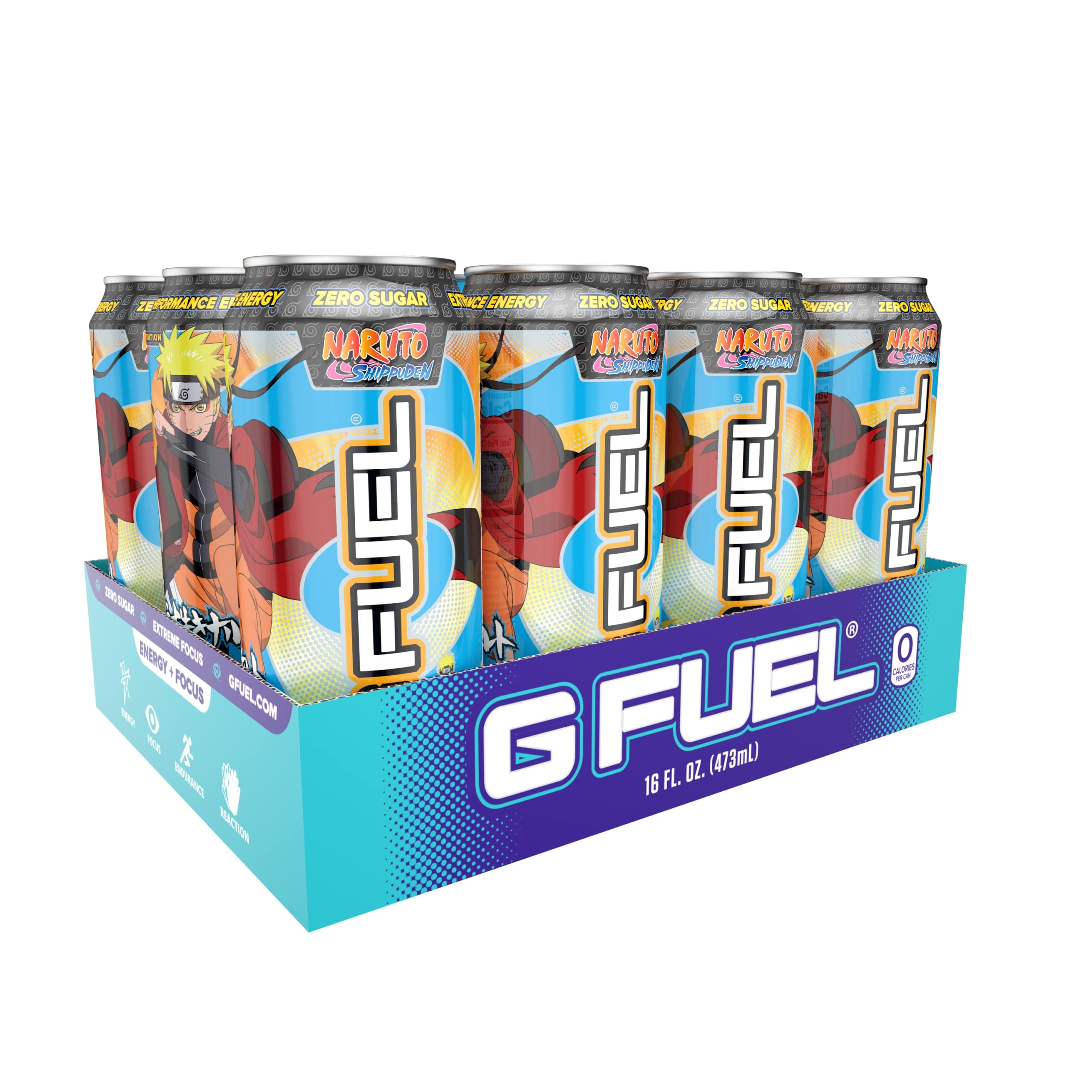g Fuel Sage Mode Energy Drink, 16 oz can, 12-pack case, Inspired by Naruto Shippuden