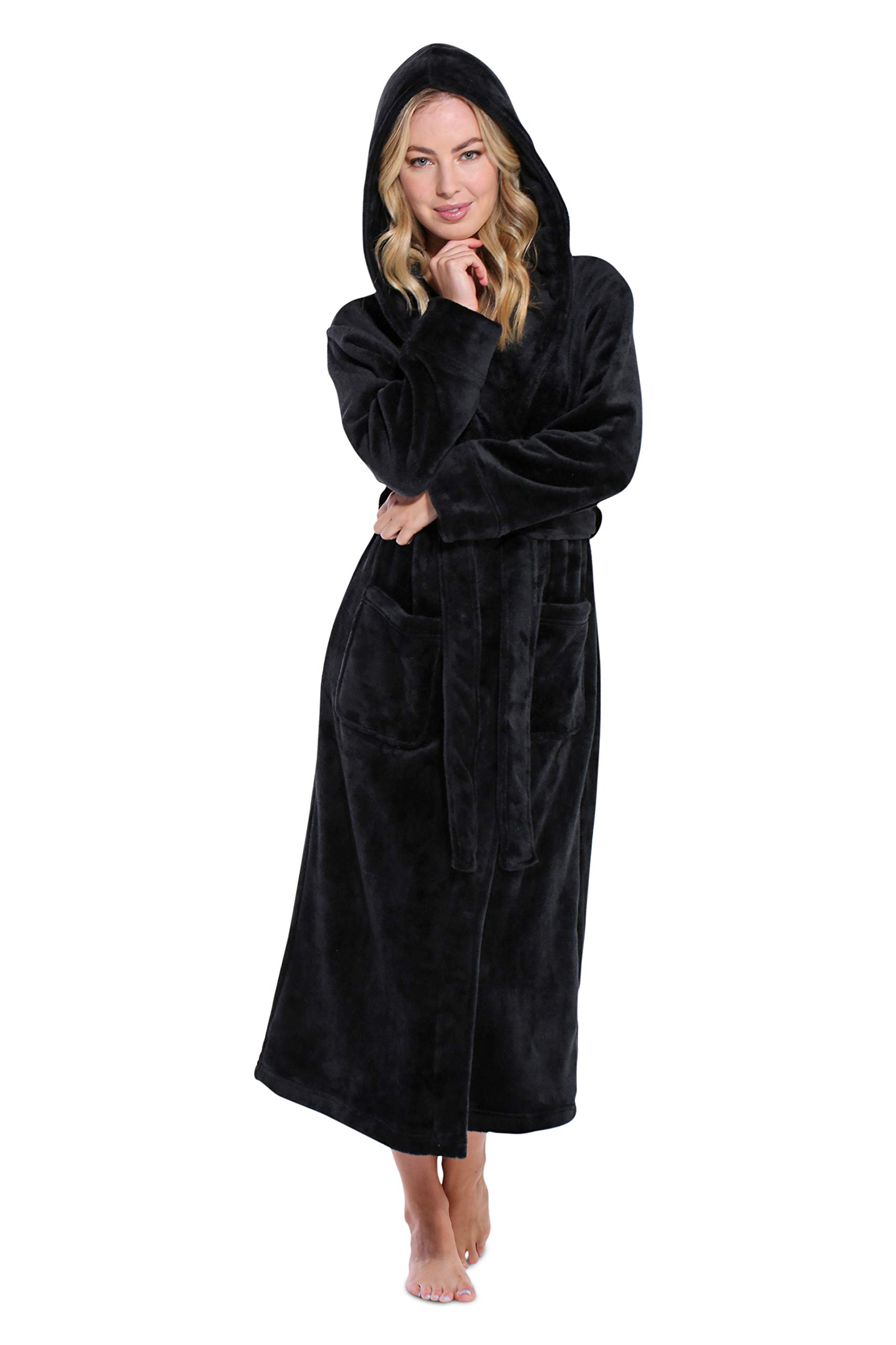 Turquaz Plush Robes For Women, Soft Warm Fleece Bathrobe for Women, Long comfy Womens Robe