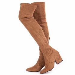 NNg Women Boots Winter Over Knee Long Boots Fashion Boots Heels Autumn Quality Suede comfort Square Heels US Size (Brown 3 heel,