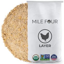 Mile Four  Layer Organic chicken Feed  100 US grown grains, certified Organic, certified Non-gMO, corn-Free, Soy-Free, Non-Medic