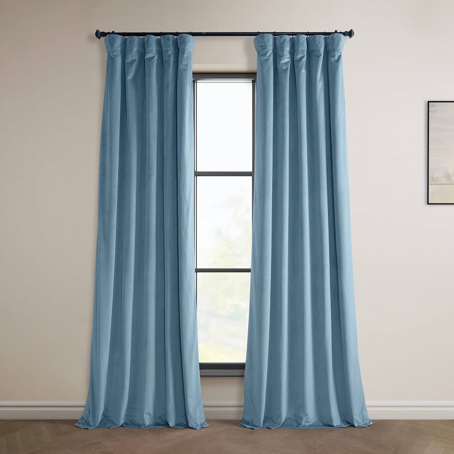 HPD Half Price Drapes Heritage Plush Velvet curtains for Bedroom  Living Room 50 X 84, VPYc-225376-84 (1 Panel) Light Blue Taupe