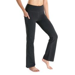 Yogipace, Side Pockets, Petite Womens Bootcut Yoga Pants Workout Pants Long Bootleg Flare Pants, 27, charcoal, Size L