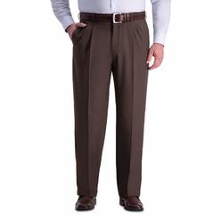 Haggar mens Big  Tall Premium comfort classic Fit Pleat Front Dress Pants, Dark chocolate, 58W x 30L US