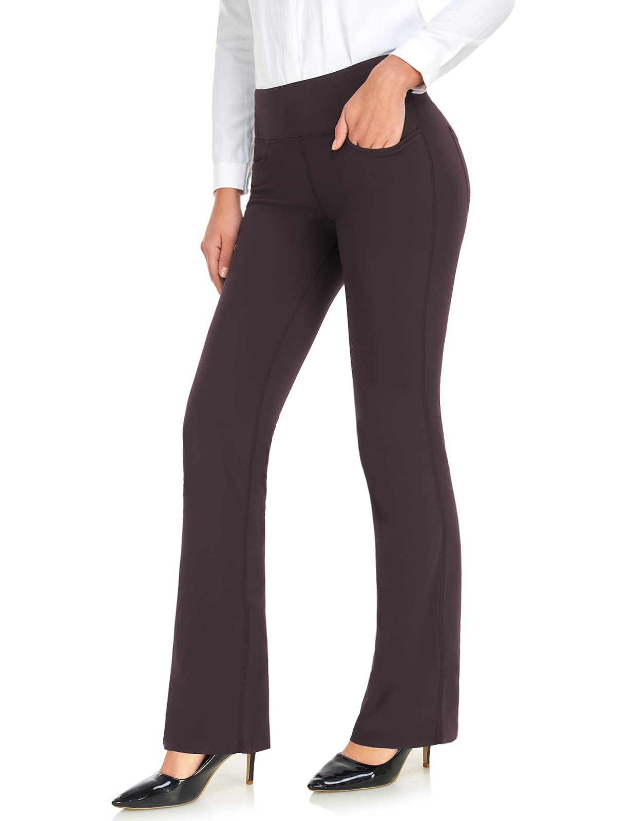 Safort 28 30 32 34 Inseam Regular Tall Bootcut Yoga Pants, 4 Pockets,  UPF50, Dull Red, XL