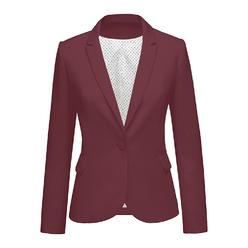 LookbookStore Womens casual Notched Lapel Solid Formal Button Long Sleeve Work Office Blazer Jacket Suit Dark Red Size Medium