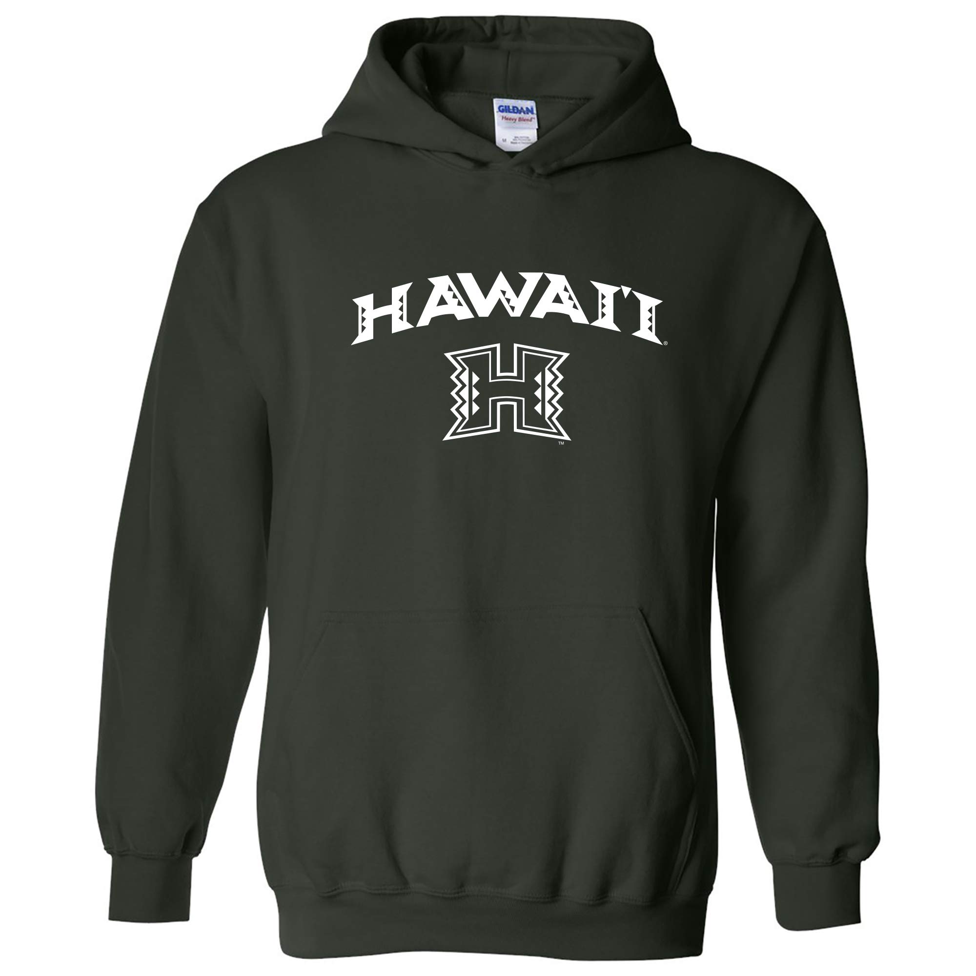 UGP Campus Apparel AH03 - Hawaii Rainbow Warriors Arch Logo Hoodie - 2X-Large - Forest