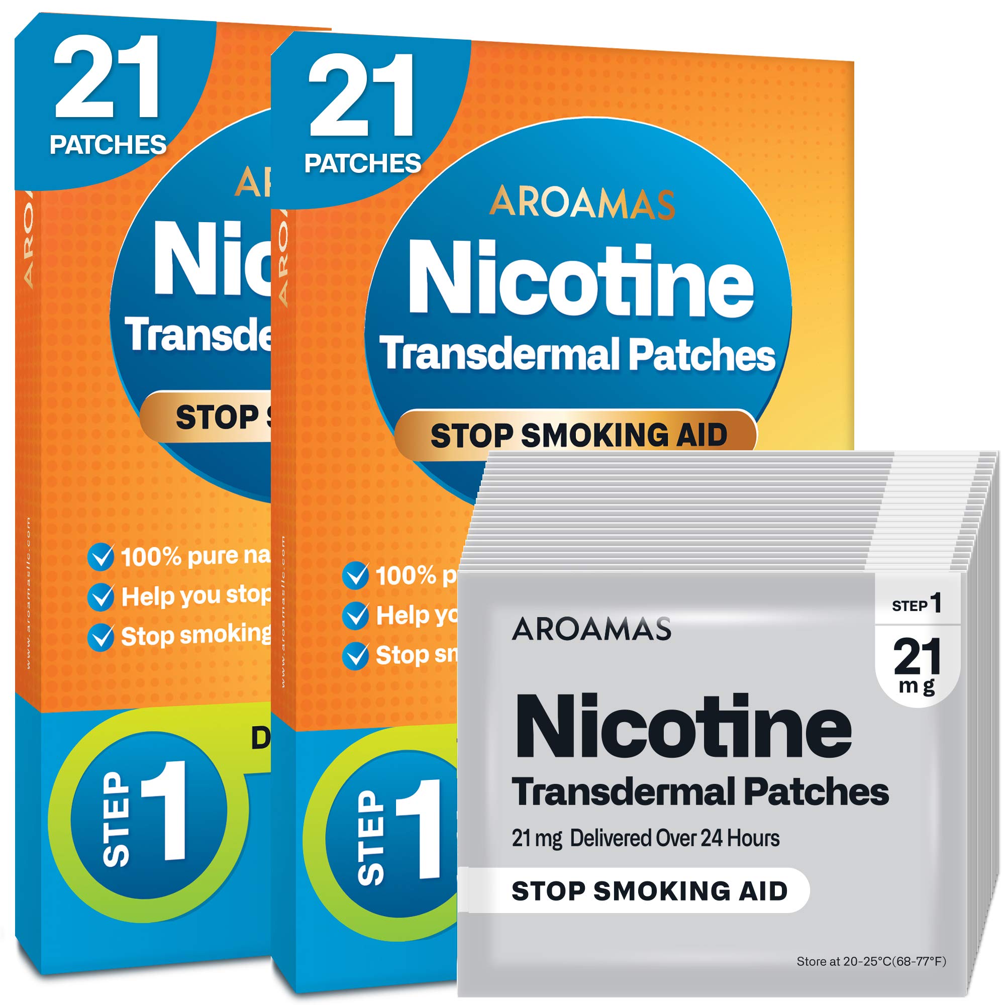 Aroamas Cot Aroamas Nicotine Patches to Help Quit Smoking, Stop Smoking - Delivered Over 24 Hours Nicotine Transdermal System to Stop Smokin